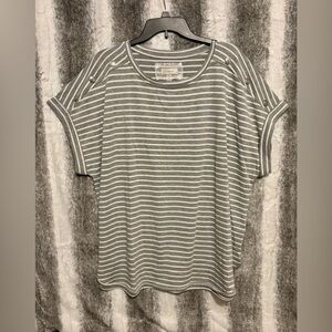 Cupio Gray and White Striped Short Sleeve Top NWT size 2X